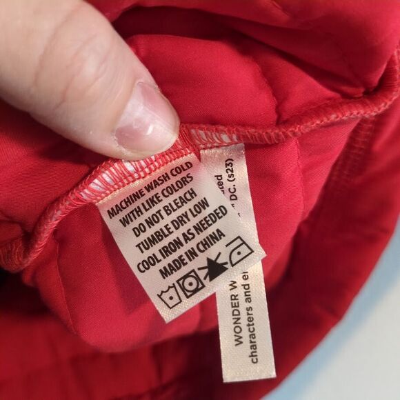 WONDER WOMAN Run Series Small Red White Blue Quilted Poly Puffer Zip Jacket Coat - Picture 6 of 8